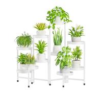iDavosic.ly Plant Stand Indoor Outdoor, 10 Tier Corner Metal Flower Display Holder Shelf, Folding Tall Orchid Rack for Patio Balcony Porch Garden Living Room House, White