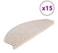 vidaXL Taupe Stair Mats - Carpet Stair Treads - 15 pcs Set, Rectangular Shape, Sound Dampening, Non-Slip, 100% PP tufted, Washable and Foldable - 65x24x4 cm
