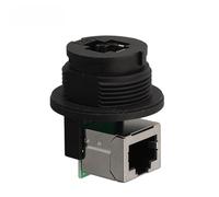 IDC Connector for Network Switch Coupler, 90 Degree Snap-on Female Socket, IP67 Waterproof, PA66 Flame Retardant V-0, Gold-Plated Phosphor Copper Pins, Compatible with CAT5E CAT6A, E16B-FR6-