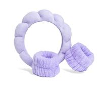 IDC INSTITUTE Routine Beauty Headband and Bracelets - Practical and Stylish Accessories for Daily Care - Random Pink or Lilac - For Women and Teens