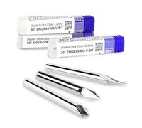 IDC Woodcraft CNC V-Bit Set - Ultra-Clean Cutting 30°, 60°, 90° Engraving Bits | 1/4" Shank Router Bits for Wood Carving