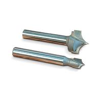 IDC Woodcraft Edge Rounding Bit Set - 1/4" & 1/8" Radius Pointed Tip Round Over Bits with 2 Flutes, Tungsten Carbide Material, 1/4" Shank, 2" Length, Round-Over Cut, Router Bits