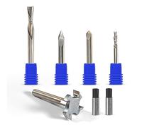 IDC Woodcraft Essential CNC Router BITS Starter Set - Top 5 Must-Have Bits for CNC Woodworking Projects - Solid Carbide CNC Bits for 1/4" Shank Routers - Bonus Files Included