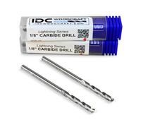 IDC Woodcraft Lightning Series 1/8" CNC Router Drill Bit - Set of 2 | Extreme Performance Drill Bits for Cribbage Boards and Other CNC Woodworking Projects (Solid Carbide)