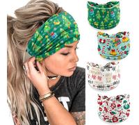 IDDFEVE 4Pcs Christmas Headbands for Women - Snowflake Santa Snowman Xmas Tree Holiday Hair Bands, Festive Gift Hair Accessories (HOHO)