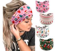 IDDFEVE 4Pcs Christmas Headbands for Women - Snowflake Santa Snowman Xmas Tree Holiday Hair Bands, Festive Gift Hair Accessories (Gift)