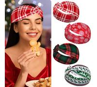 IDDFEVE 4Pcs Christmas Headbands for Women - Snowflake Santa Snowman Xmas Tree Holiday Hair Bands, Festive Gift Hair Accessories (Plaid)