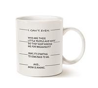 Idea Funny Coffee Mug for Mom, I Can't Even ... and...Mom is Awake Ceramic Cup White, 11 Oz Funny Coffee Mugs Novelty Ceramic Drinking Cup