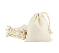 IDEA HOME AVR Pack of 10 Cotton Bags 17x20 cm 140 gsm with Drawstring - Reusable Natural Pouches for Jewellery Wedding Valentine's Christmas Candy DIY Craft