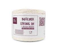 IDEA HOME Butchers String for Cooking Meat 400m - Butchers Twine 1.8mm - Cotton Twine for the Kitchen, Food-Safe, Suitable for Poultry, Sausages, DIY, Handicrafts and Decorating