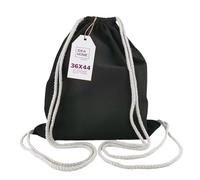 IDEA HOME Cotton Gym Drawstring Bag - Cotton Backpack 36x44 cm 250g/m² - Gym Bag for Painting, Reusable Sports & Travel Bag, Black