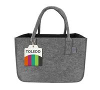 IDEA HOME Felt Shopper Bag Toledo Black Grey 30L Large Shopping Bag Storage Basket Log Carrier Fireplace Organiser