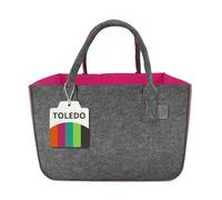 IDEA HOME Felt Shopper Bag Toledo Pink Grey 30L Large Shopping Bag Storage Basket Log Carrier Fireplace Organiser