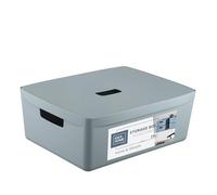 IDEA HOME FLEXISTORE Storage Box 19L - Durable Organizer with Lid and Handles - Unbreakable Plastic - Denim Blue Storage Container for Home and Office