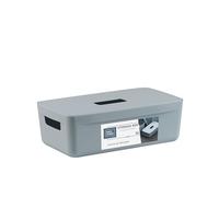 IDEA HOME FLEXISTORE Storage Box 5L - Durable Organizer with Lid and Handles - Unbreakable Plastic - Denim Blue Storage Container for Home and Office