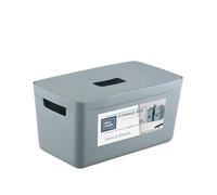 IDEA HOME FLEXISTORE Storage Box 8L - Durable Organizer with Lid and Handles - Unbreakable Plastic - Denim Blue Storage Container for Home and Office