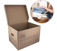 IDEA HOME MOOVE Moving Boxes 12 Pack - Heavy-Duty Double-Wall Boxes with Lid & Handles - 5-Ply 420 g/m² Cardboard - 30 kg Load Capacity - Labelling Fields & Marker Included, Gray