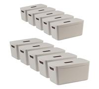 IDEA HOME Storage Boxes with Lids 10 Pieces - Plastic Storage Box - Storage Organiser - Really Useful Boxes for Storing Various Items in the Living Room, Bedroom or Bathroom, 8L