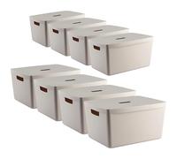 IDEA HOME Storage Boxes with Lids 8 Pieces - Plastic Storage Box - Storage Organiser - Really Useful Boxes for Storing Various Items in the Living Room, Bedroom or Bathroom, 28L
