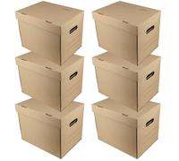 IDEA HOME STOREA IDEA 6 Pack A4 Archive Storage Boxes with Lids, Heavy Duty Cardboard Document Boxes, Stackable Filing Boxes for Office Home Moving
