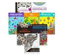 Idea Liftoff 8 Count Adult Coloring Book Super Set - Bundle with 8 Adult Coloring Books for Women, Men Featuring Mandalas and More | Advanced Coloring Books Bulk