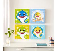 Idea Nuova Baby Shark 4 Pack Square Canvas Wall Art Set, 11''x11'' each
