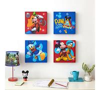 Idea Nuova Disney Mickey Mouse 4 Pack Canvas LED Wall Art Set,Childrens Wall Hanging Décor,Each Piece 11"x11"