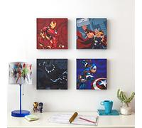 Idea Nuova Marvel Avengers Canvas 4 Pack Wall Art Set,Childrens Wall Hanging Décor,Each Piece 11"x11"