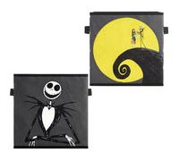Idea Nuova Nightmare Before Christmas Jack and Sally Set of 2 Durable Storage Cubes with Handles, 10"x10"x10" Cubes