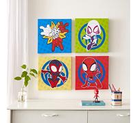 Idea Nuova Spidey and His Amazing Friends 4 Pack Square Canvas Wall Art Set, 11"x11" each for Bedroom