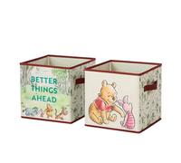 Idea Nuova Winnie the Pooh Set of 2 Durable Storage Cubes with Handles, 10"x10"x10" Cubes