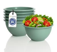 idea-station NEO Plastic Bowls, Pack of 6, 16 cm / 650 ml, Green-Grey Matte, Shatterproof Cereal Bowls or Salad Bowls, Perfect Mixing Bowl or Dip Bowls