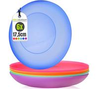 idea-station NEO Plastic Plates 6 x 17.5 cm - Colourful - Reusable - Perfect for Party, Picnic, Camping, Outdoor - Dishwasher Safe and Family Friendly