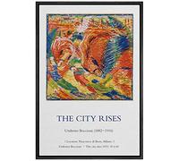 IDEA4WALL The City Rises Master Artist Umberto Boccioni Nature Oil Painting Impressionism Canvas Prints for Living Room Bedroom Office - 24x36 Inches Black