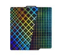 IdeaFormer Smooth Rainbow Mesh + Plaid PES Printing Plate Bambu Lab X1/X1C/X1E/P1P/P1S/A1, Smooth PES Spring Steel Plate Spring Steel Print Bed for Bamboo Lab 257 x 257 mm