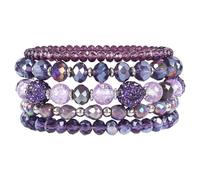 IDEAJOY Bohemian Beaded Bracelets for Women Stackable Glass Beads Stretch Bracelets Boho Multilayered Disco Ball Faceted Crystal Beads Bracelet Set Handmade Trendy Jewelry Gift for Women, Middle