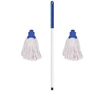 IDEAL 365 Mop Bundle with Blue CHSA Approved Polyester Mop Heads & 135cm Aluminium Handle for Floor Cleaning