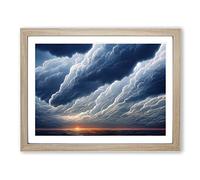Ideal Clouds Framed Print | A3 Oak Framed Wall Art | Ready to Hang | Modern Landscape Picture | Living Room Bedroom Lounge Office