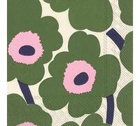 Ideal Home Range L552622 Marimekko 20 Count Paper Luncheon Napkins, Unikko Dark Green