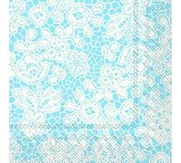 Ideal Home Range Paper Luncheon Pretty Lace 33 cm Square Serviettes Pack of 20 (Light Blue)
