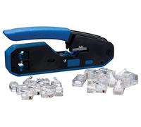 IDEAL Industries, Inc. 33-396 Data/Voice Modular Plug Crimp Tool Kit, Crimping Tool for CAT3/5e/6 Cables, RJ-45 (8P8C) & RJ-11 (6P6C, 6P4C, 6P2C) w/ 20 Plugs