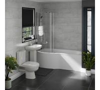 Ideal Left Hand P Shaped Shower Bath Bathroom Suite | White | 1700mm