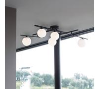 Ideal Lux Atlas ceiling light black, 5-bulb metal glass