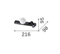 IDEAL LUX Binomio brass LED wall lamp, width 22 cm, 2-bulb