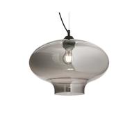 Ideal Lux Bistro 1 Light Dome Ceiling Pendant Black, Smokey Grey, Glass Round, E27