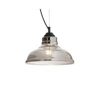 Ideal Lux Bistro Single Light Ceiling Pendant in Black Finish With Smoked Glass