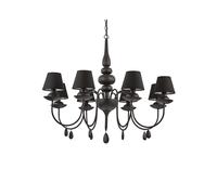 Ideal Lux Blanche 8 Light Multi Arm Chandelier Black Finish, E14