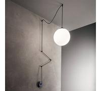 Ideal Lux Boa Single Light Ceiling Pendant in Matt Black Finish with white glass shade