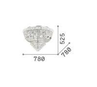 IDEAL LUX ceiling lamp, Dubai, chrome-coloured, crystal, Ø 78 cm