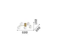 Ideal Lux ceiling lamp Hermes brass-coloured 60 cm 5-bulb glass